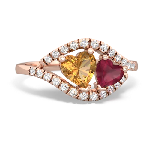 Citrine Genuine Citrine with Genuine Ruby Mother and Child ring Ring