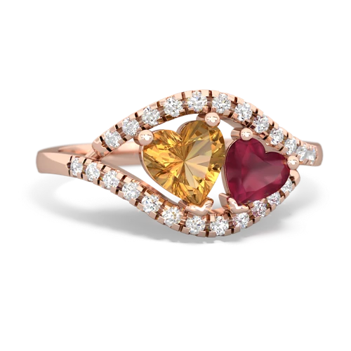 citrine-ruby mother child ring