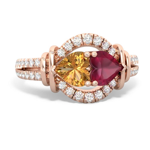 citrine-ruby pave keepsake ring