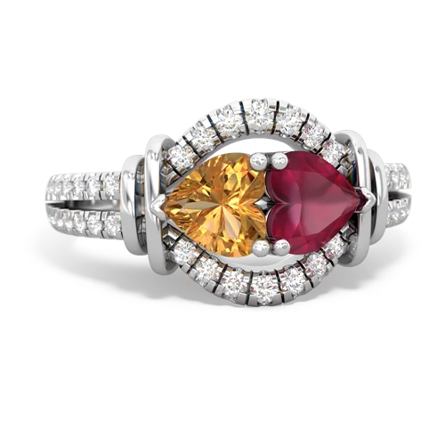 citrine-ruby pave keepsake ring