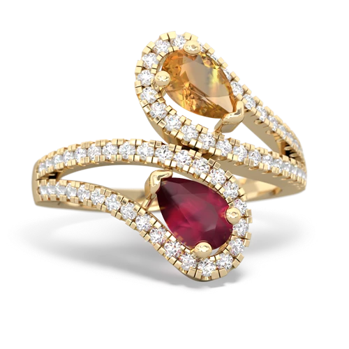Citrine Genuine Citrine with Genuine Ruby Diamond Dazzler ring Ring