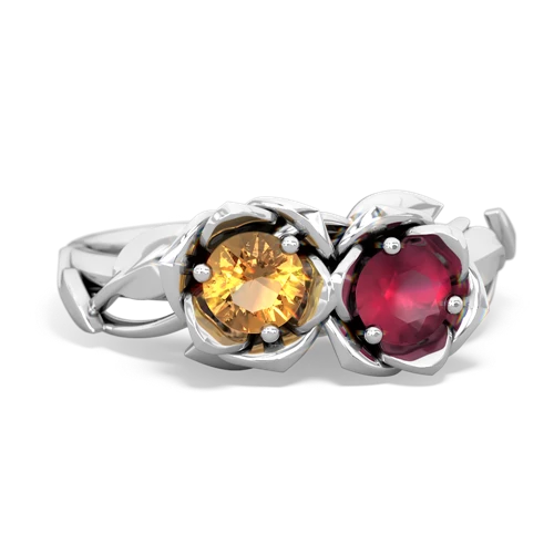 citrine-ruby roses ring