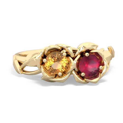 citrine-ruby roses ring