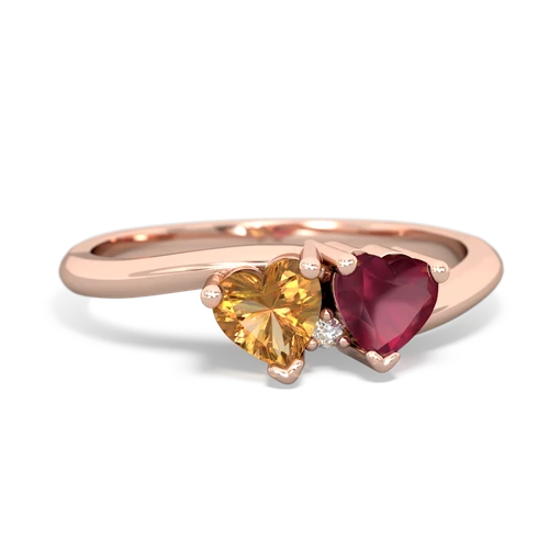 Citrine Genuine Citrine with Genuine Ruby Sweetheart's Promise ring Ring