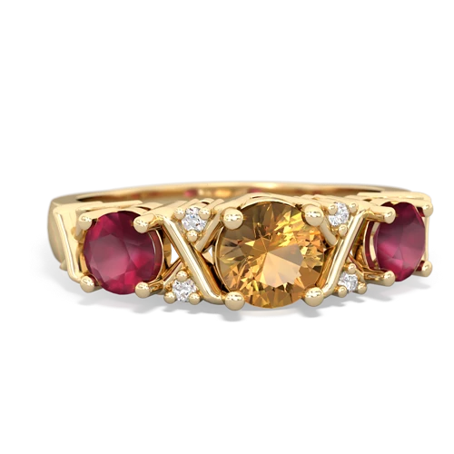 Citrine Genuine Citrine with Genuine Ruby and Genuine Sapphire Hugs and Kisses ring Ring