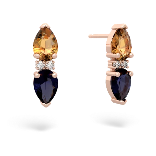 citrine-sapphire bowtie earrings