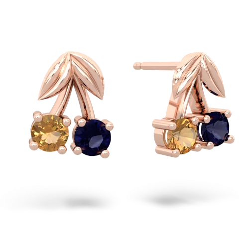 citrine-sapphire cherries earrings
