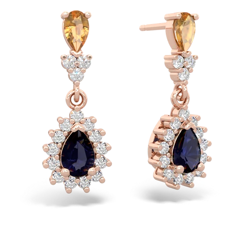 citrine-sapphire dangle earrings
