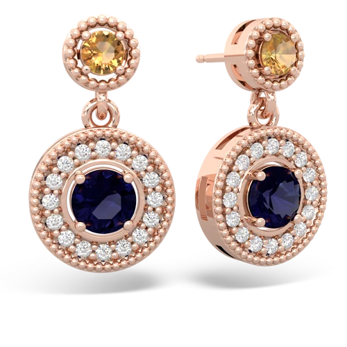 citrine-sapphire halo earrings