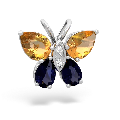 citrine-sapphire butterfly pendant