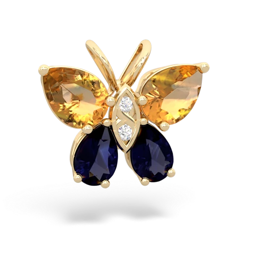 citrine-sapphire butterfly pendant