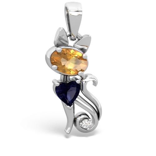 citrine-sapphire kitten pendant