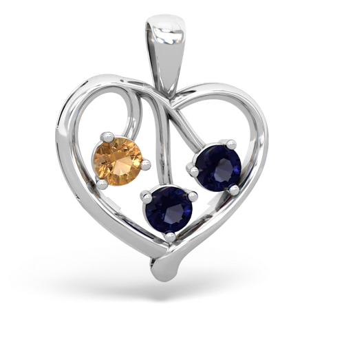 Citrine Genuine Citrine with Genuine Sapphire and Lab Created Emerald Glowing Heart pendant Pendant
