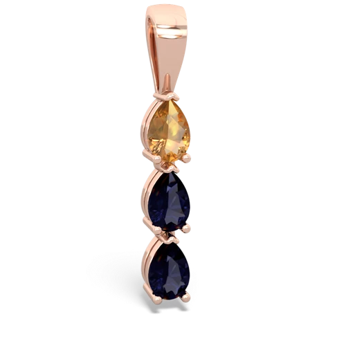 citrine-sapphire three stone pendant