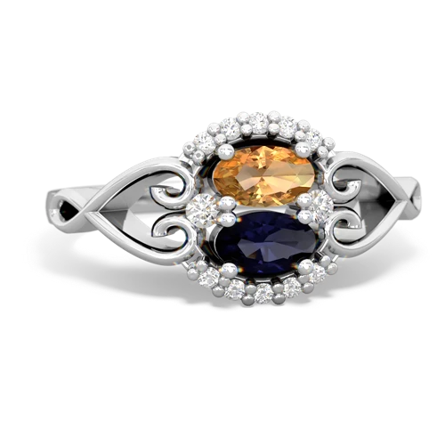 citrine-sapphire antique keepsake ring