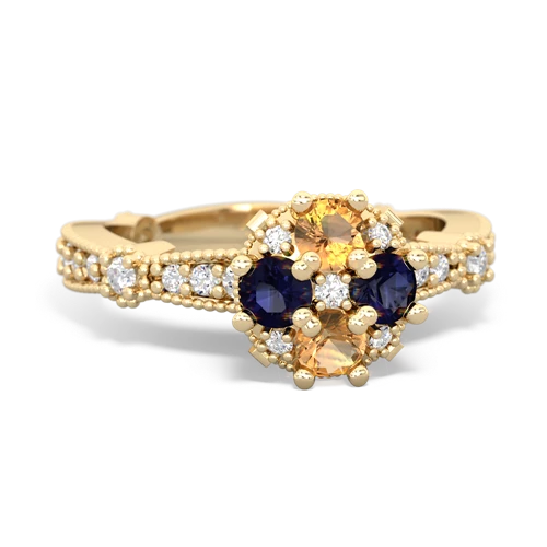 citrine-sapphire art deco engagement ring