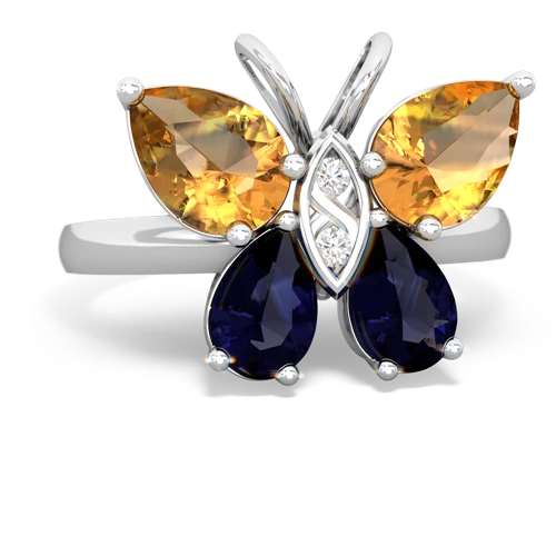 citrine-sapphire butterfly ring