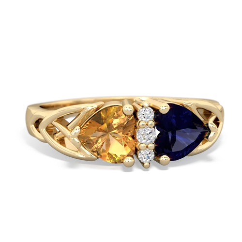 citrine-sapphire celtic ring