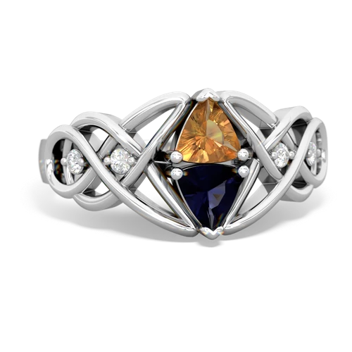 citrine-sapphire celtic knot ring