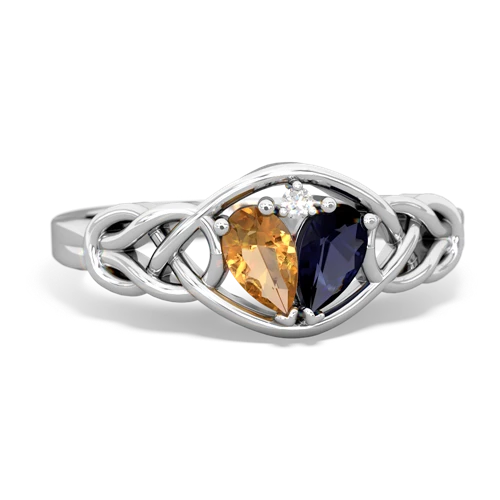 citrine-sapphire celtic knot ring