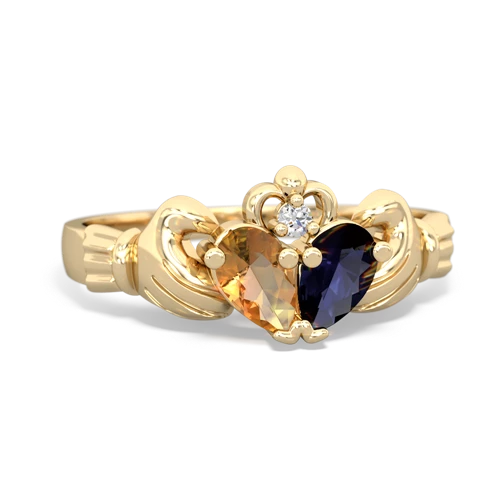 citrine-sapphire claddagh ring