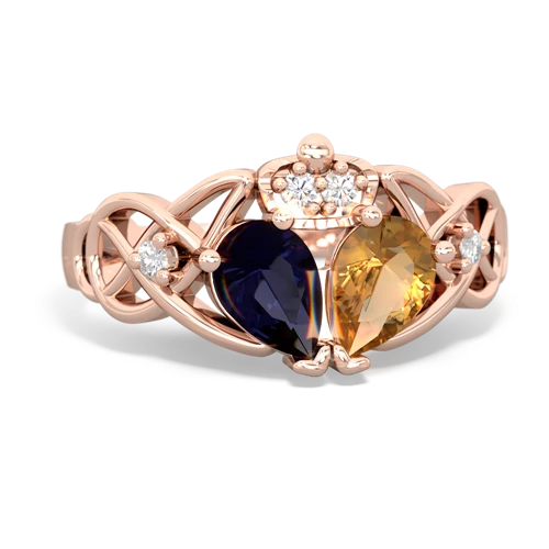 citrine-sapphire claddagh ring