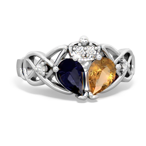 citrine-sapphire claddagh ring