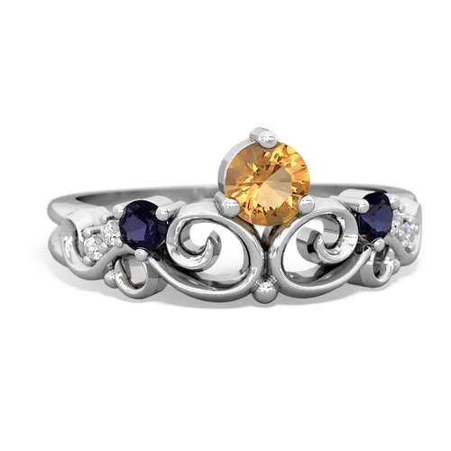 Citrine Genuine Citrine with Genuine Sapphire and  Crown Keepsake ring Ring