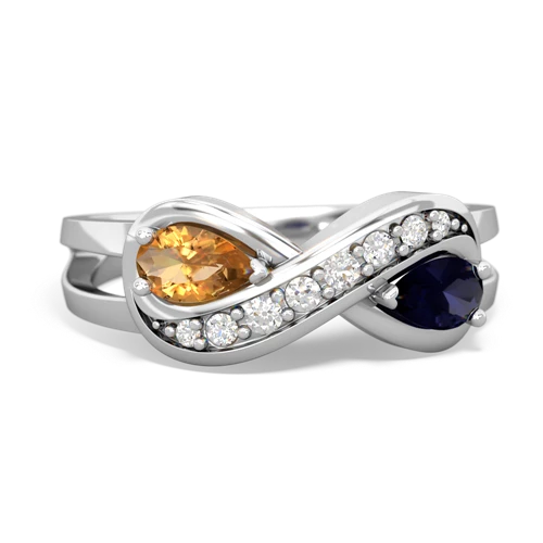Citrine Genuine Citrine with Genuine Sapphire Diamond Infinity ring Ring