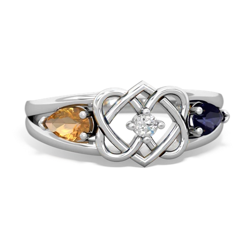 Citrine Genuine Citrine with Genuine Sapphire Hearts Intertwined ring Ring