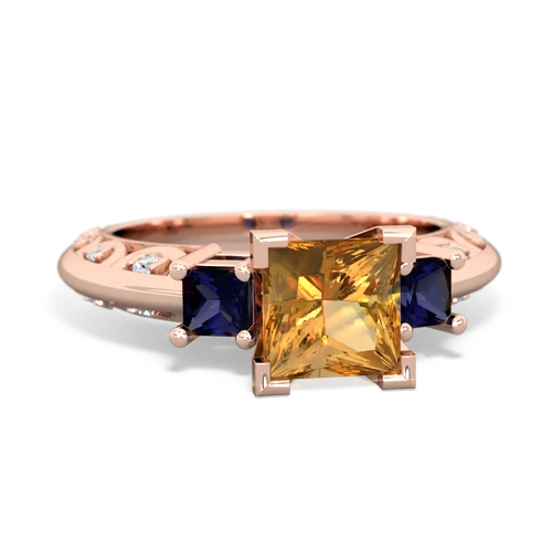 Citrine Genuine Citrine with Genuine Sapphire and  Art Deco ring Ring
