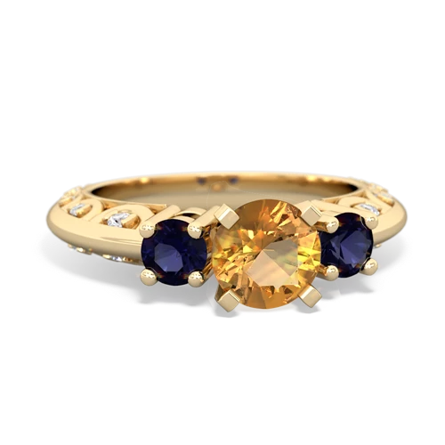 Citrine Genuine Citrine with Genuine Sapphire Art Deco ring Ring