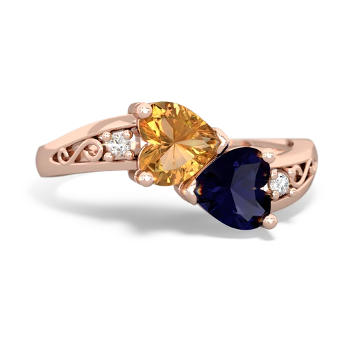 citrine-sapphire filligree ring