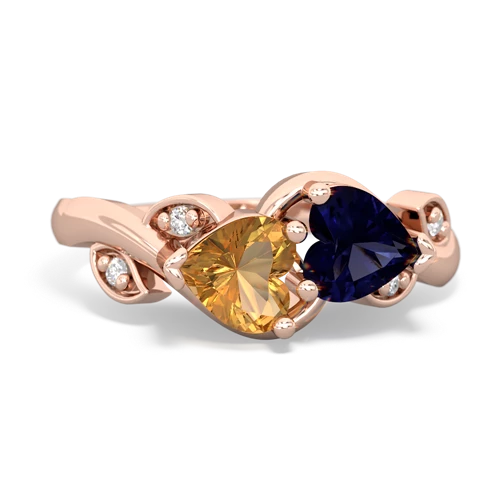 Citrine Genuine Citrine with Genuine Sapphire Floral Elegance ring Ring