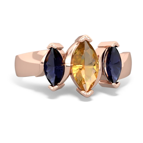 Citrine Genuine Citrine with Genuine Sapphire and  Three Peeks ring Ring