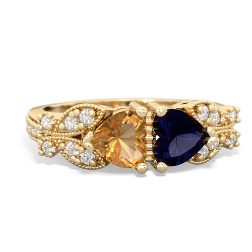 citrine-sapphire keepsake butterfly ring