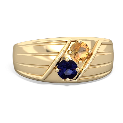 Citrine Genuine Citrine with Genuine Sapphire Art Deco Men's ring Ring