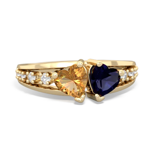 Citrine Genuine Citrine with Genuine Sapphire Heart to Heart ring Ring