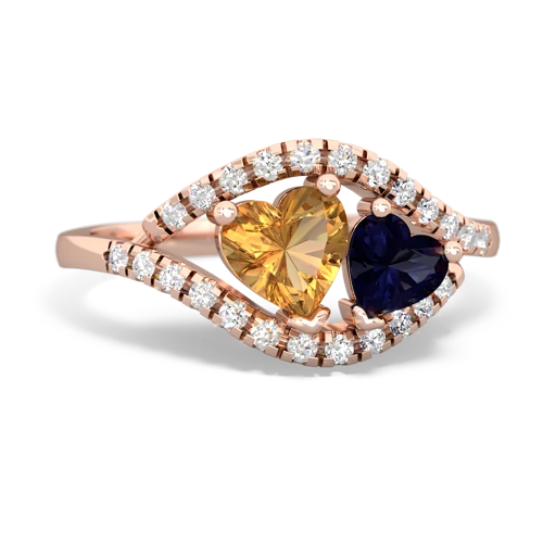 Citrine Genuine Citrine with Genuine Sapphire Mother and Child ring Ring