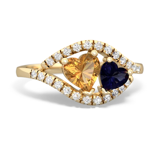 citrine-sapphire mother child ring