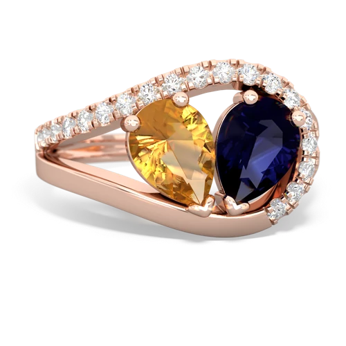 citrine-sapphire pave heart ring