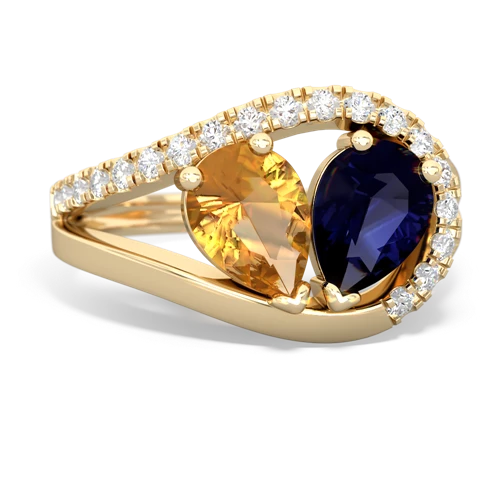 citrine-sapphire pave heart ring
