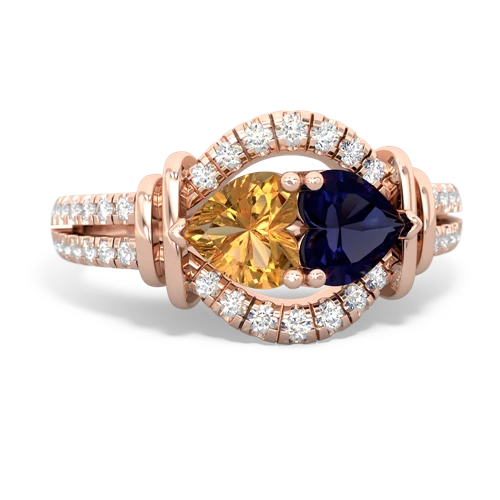 Citrine Genuine Citrine with Genuine Sapphire Art-Deco Keepsake ring Ring