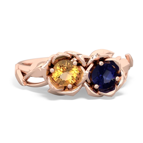 citrine-sapphire roses ring