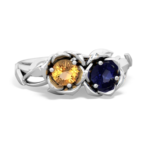 citrine-sapphire roses ring