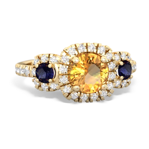 citrine-sapphire three stone regal ring