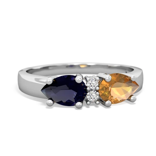 Citrine Genuine Citrine with Genuine Sapphire Pear Bowtie ring Ring