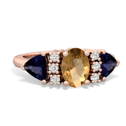Citrine Genuine Citrine with Genuine Sapphire and Lab Created Emerald Antique Style Three Stone ring Ring