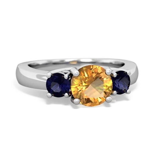 Citrine Genuine Citrine with Genuine Sapphire and  Three Stone Trellis ring Ring
