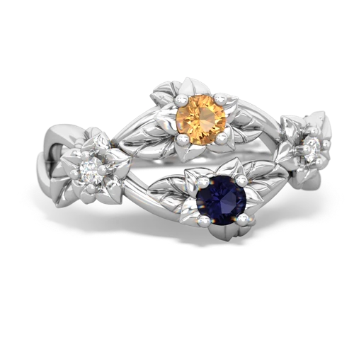 Citrine Genuine Citrine with Genuine Sapphire Sparkling Bouquet ring Ring